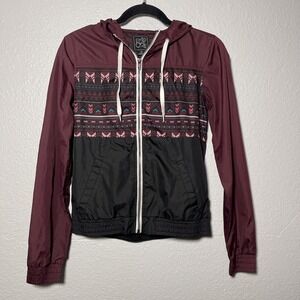 Empyre Windbreaker Jacket Women's Small Hooded Full Zip Drawstring Aztec